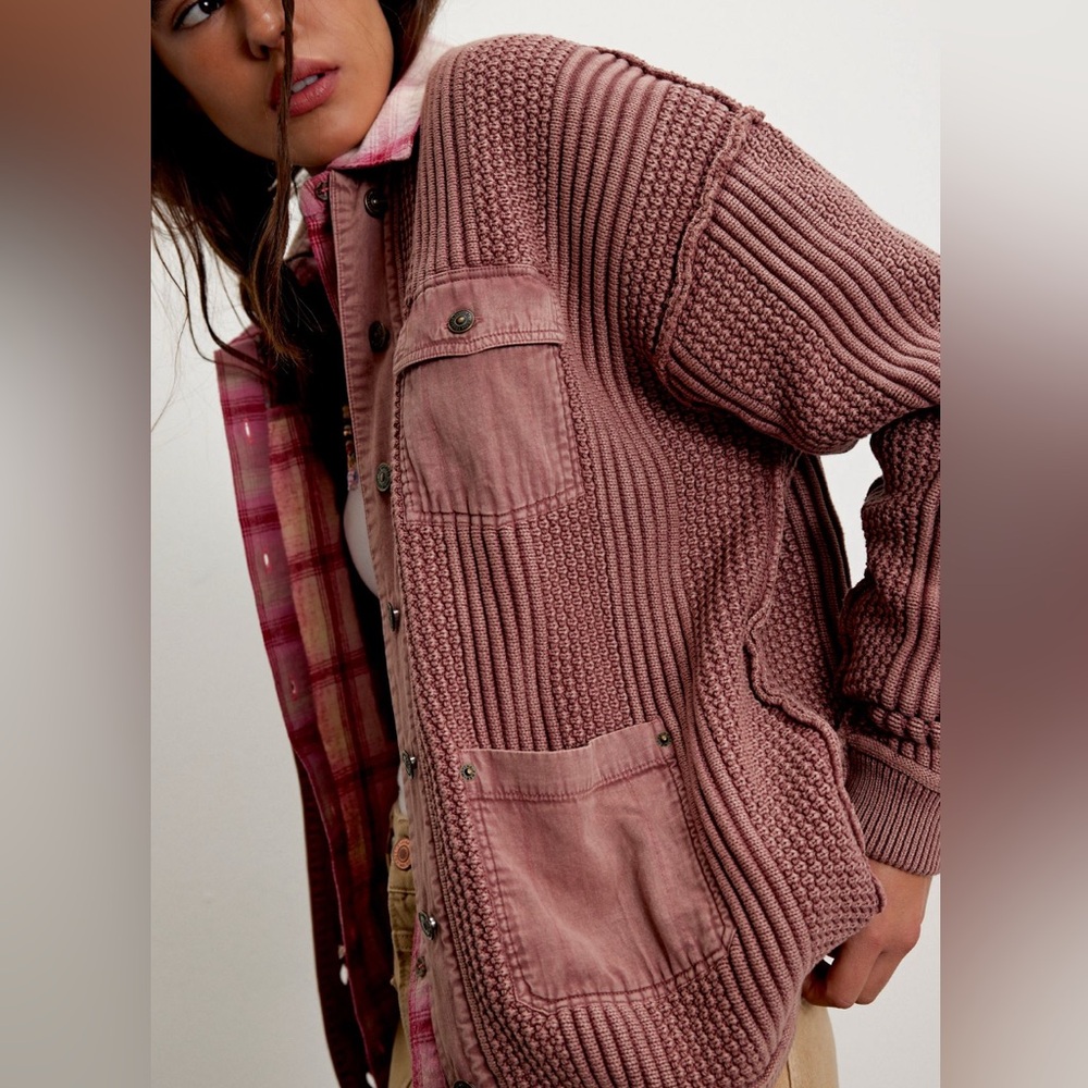 We The Free Worn Thru Chore Sweater Jacket - Picture 3 of 4